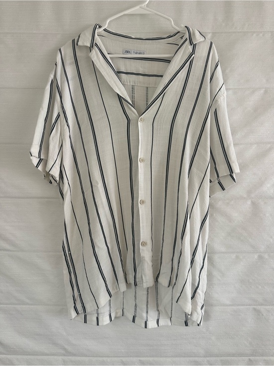 Zara Other - ZARA White Button-Up Shirt with Black Stripe Detail